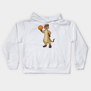 Meerkat at Basketball Sports Kids Hoodie